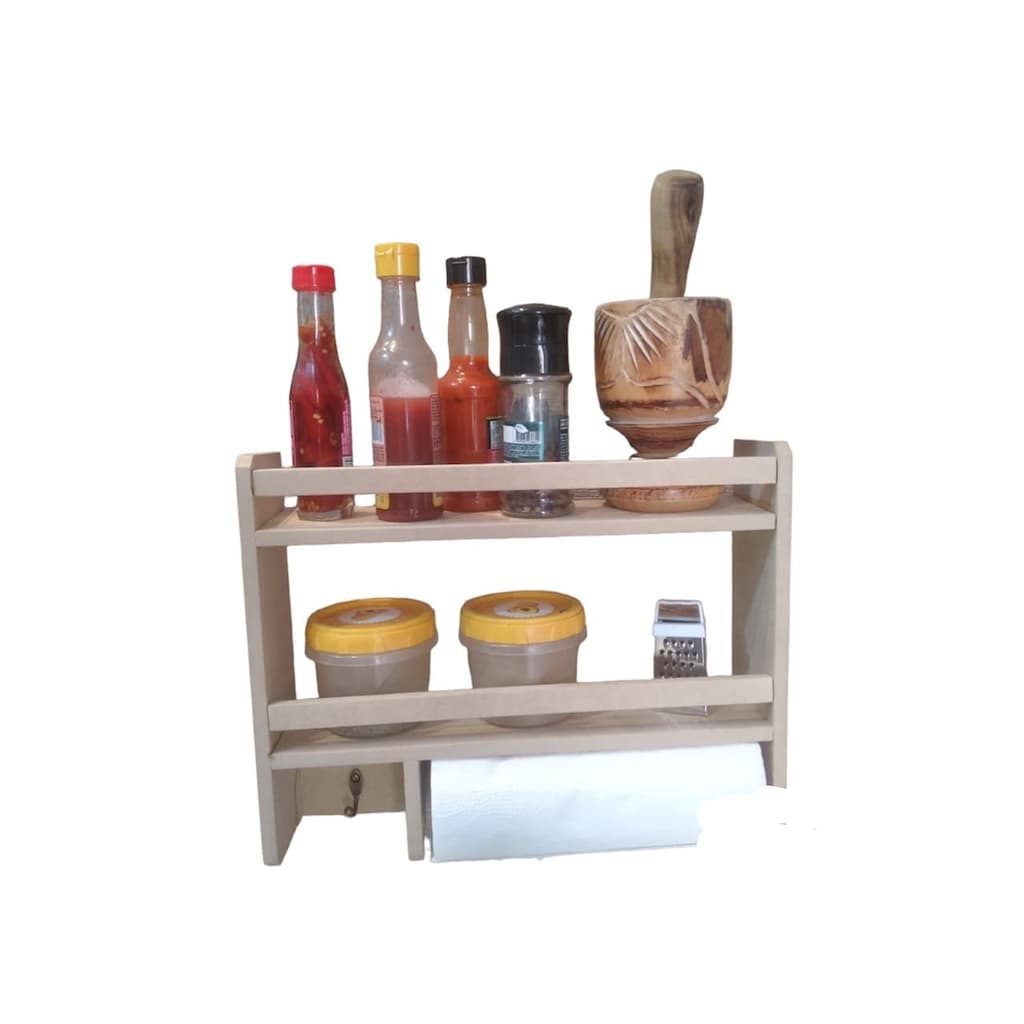 Porta tempero condimento parede madeira  prateleira porta papel toalha