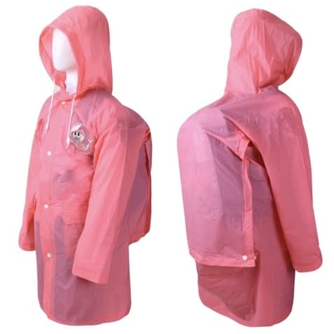 Capa de chuva infantil  com capuz e bolsos PVC