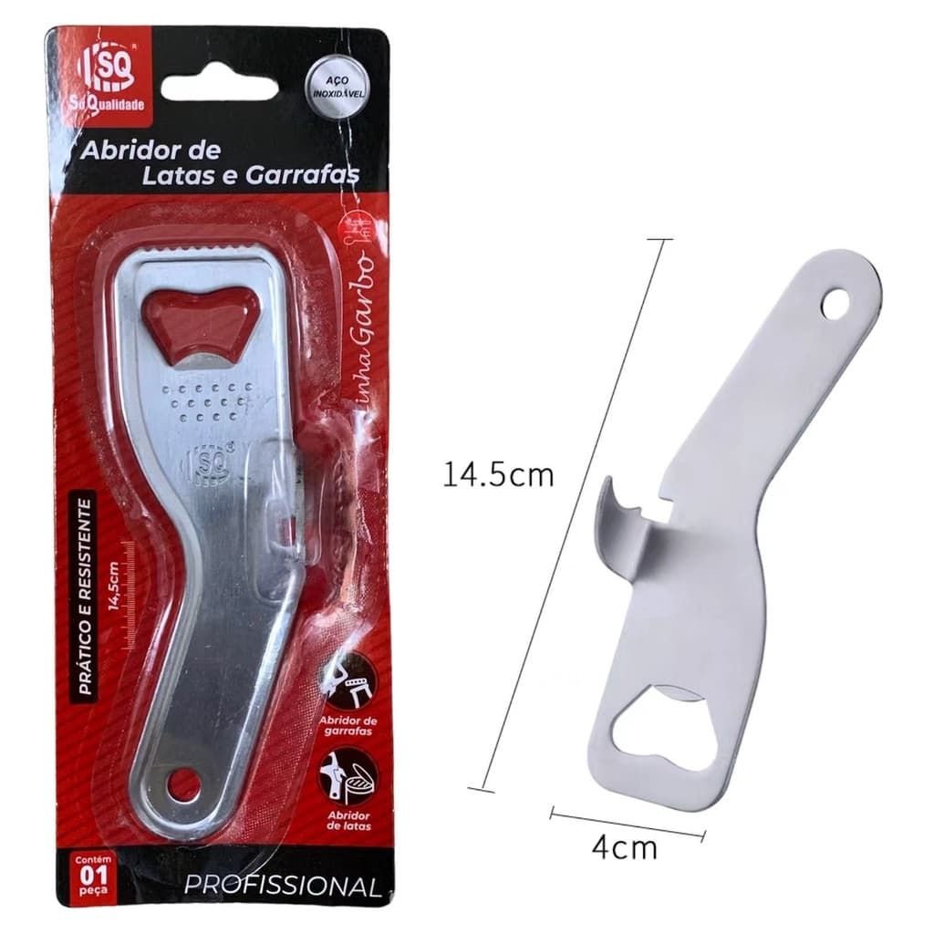 Abridor De Garrafa e Lata Profissional Inox Grande