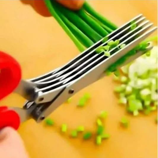 Tesoura cozinha cortar picar legumes ervas 5 laminas