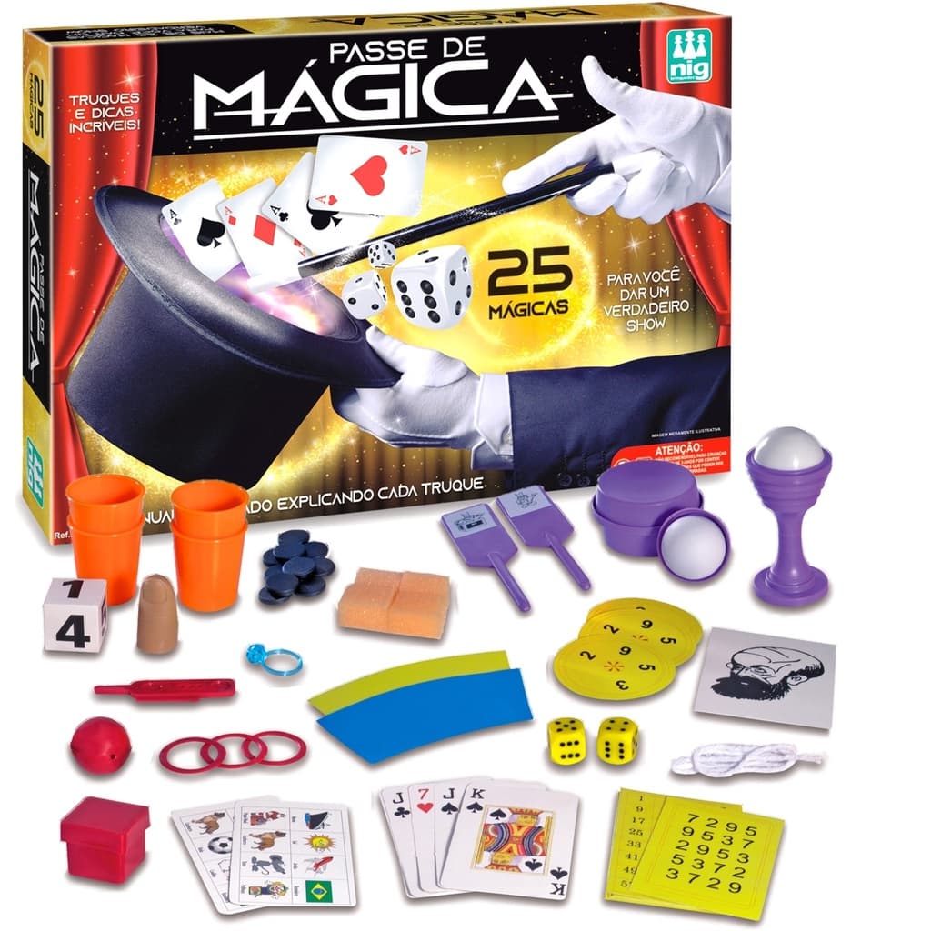 Kit De Magica Infantil 25 Truques Passe De Magica - Nig Brinquedos