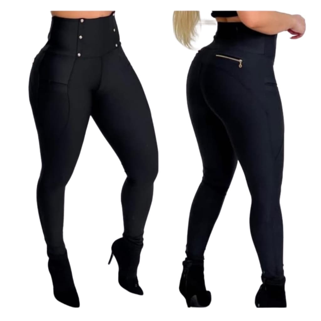 Calça Legging Feminina Montaria cintura alta com Zipper Aumenta Bumbum
