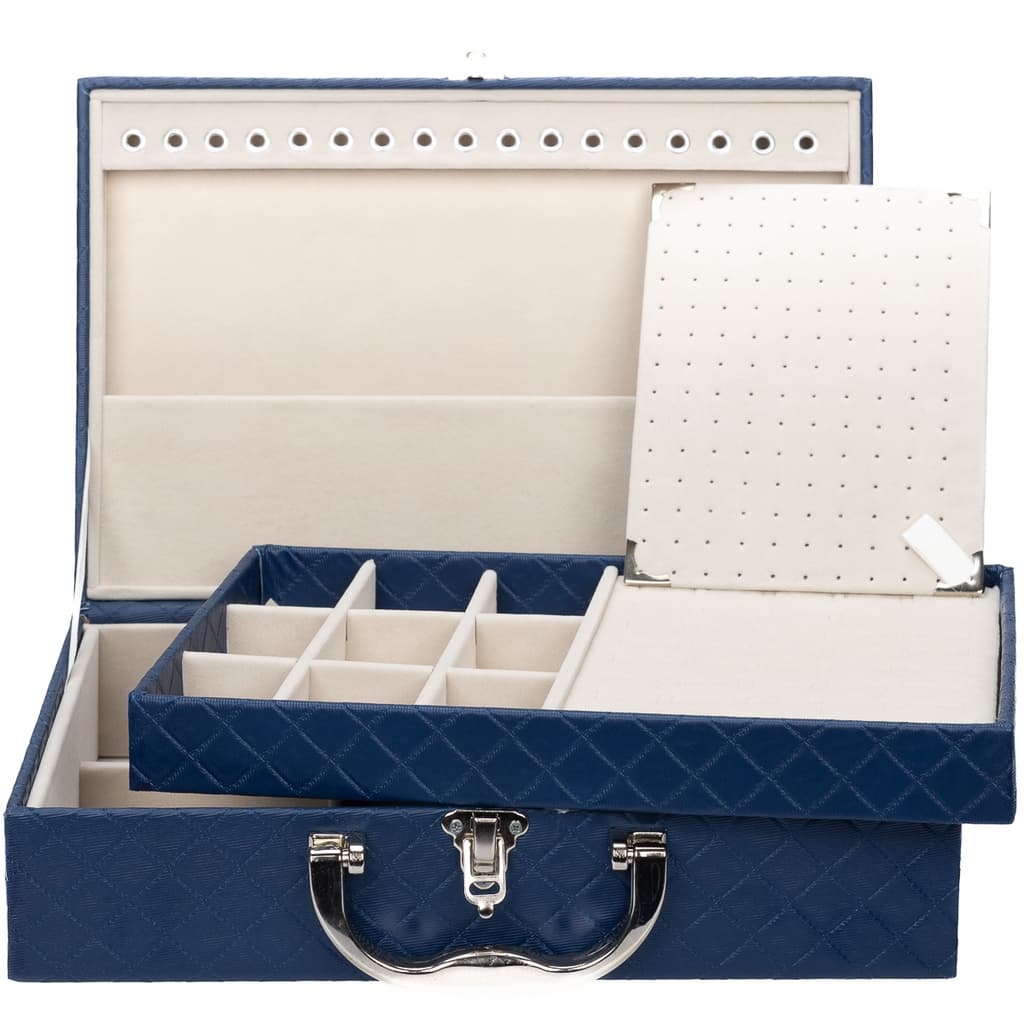 Estojo Maleta Média Dupla Porta Joias Bandeja Organizadora Bijuterias Viagem Caixa Organizadora Guarda Joias