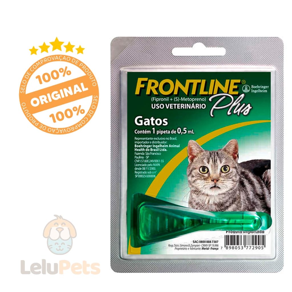 Frontline Plus Gatos 01kg a 10kg 0,5ml 1 Dose Antipulgas Para Gatos