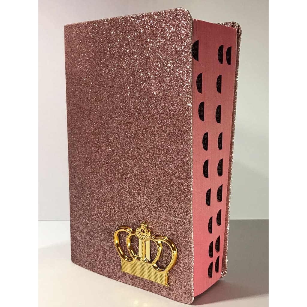 Bíblia Sagrada Tamanho médio 12,5x19 cm Com Harpa Palavras De Jesus Em Vermelho Coroa Rosa