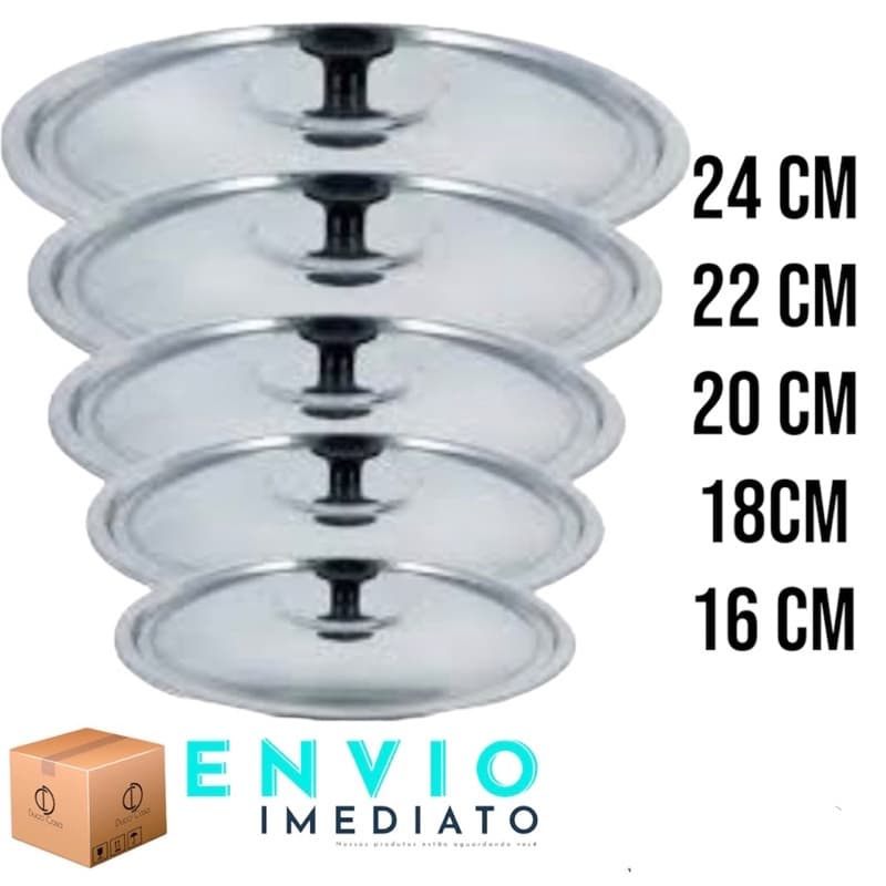 Jogo 5 Tampas Para Panelas De Alumínio Universal padrão N°  16/18/20/22/24 oferta🥇