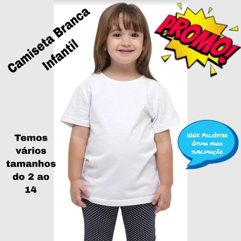 Camiseta Infantil 100% poliéster Sublimação Malha Premium