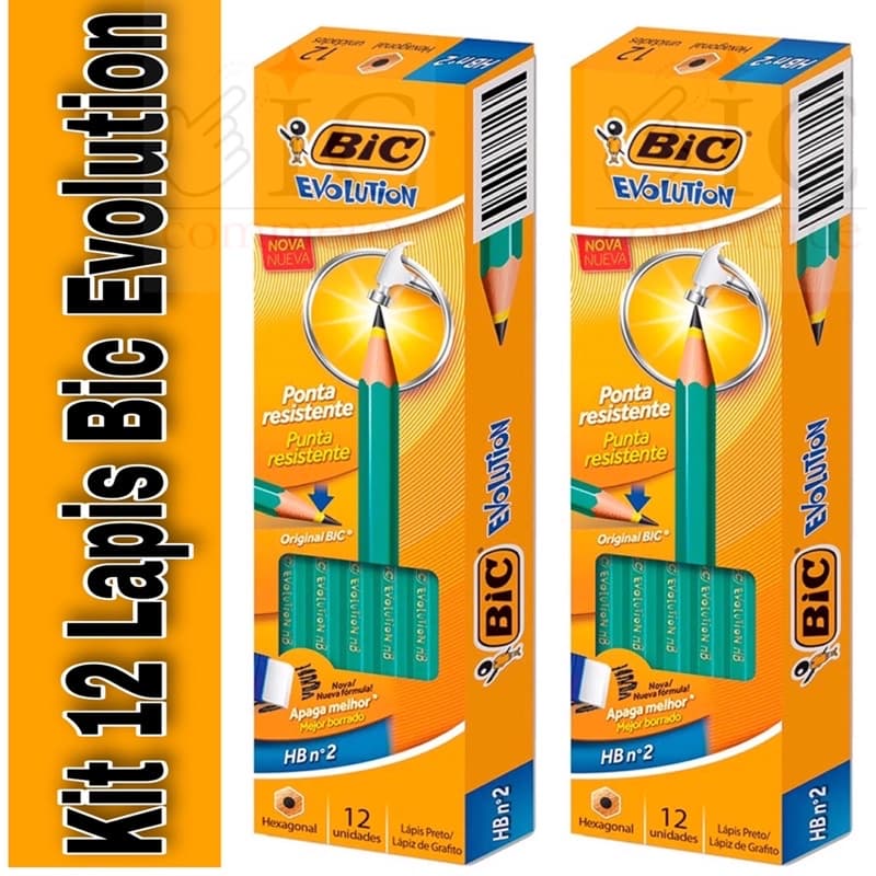 Kit Com 12 24 36 48 Lápis De Escrever Escolar Bic Evolution Promoção Volta as Aulas