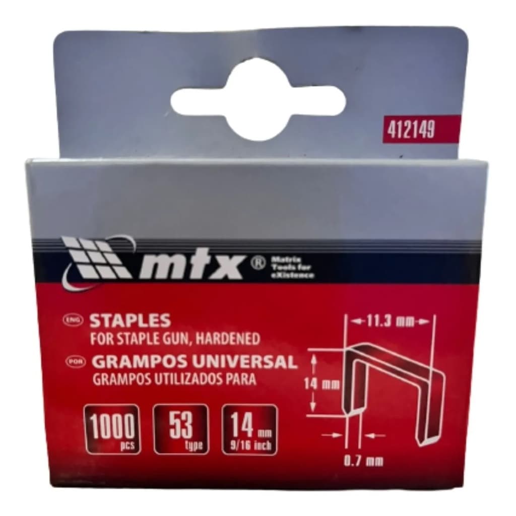 Grampos 14mm fixação madeira papelão estofados Tipo 53 com 1000 Unidades