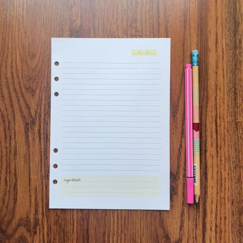 Miolo/Refil/Insert A5 - Pautado - Color - 90g - Para Fichário 6 furos