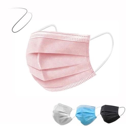 Mascara Descartável Adulta Tripla Camada Com Clipe Nasal 50 Un