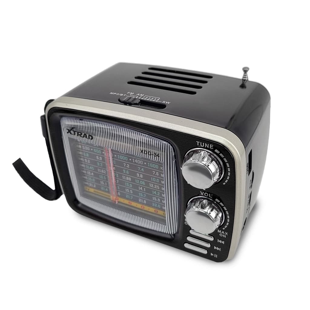 Rádio Retro Vintage Bluetooth Design TV Antiga Am Fm Usb Recarregável XDG-34
