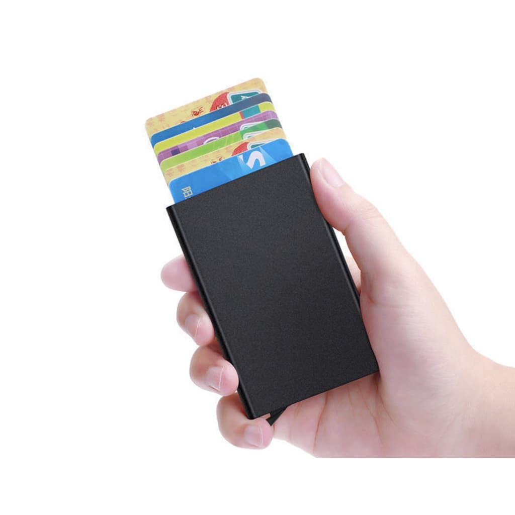 Carteira Porta Cartões Case De Alumínio Antifurto Pop Up Automático Com Projeção Rfid
