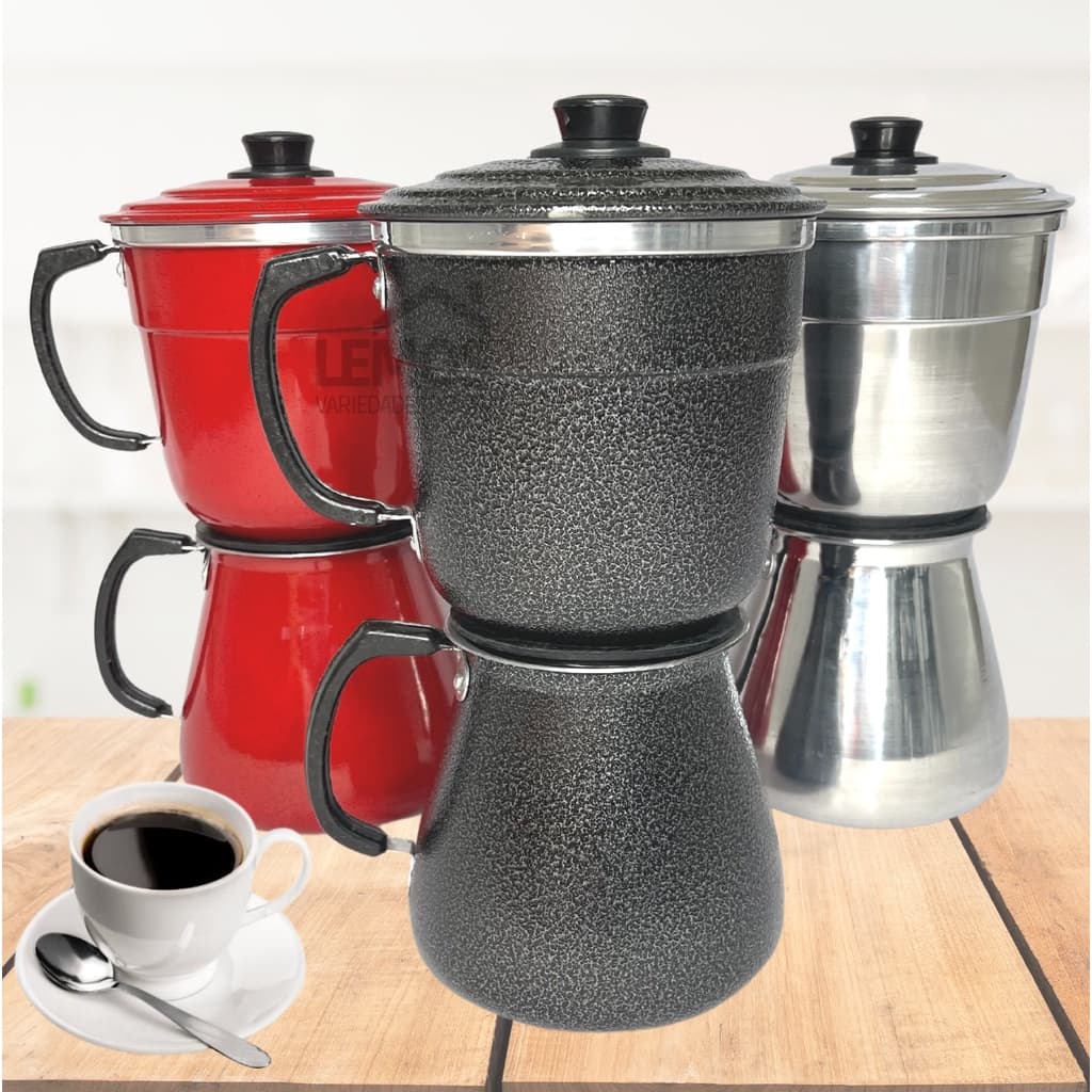 Cafeteira Econômica Italiana em Alumínio 1L Bialeti 6 8 10 Xícaras Preta Craqueada, Vermelha ou Polida