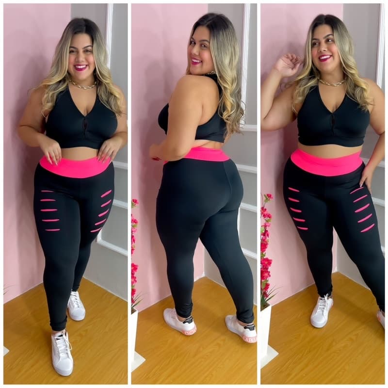 conjunto legging plus size leg legggin Mais top  fitness