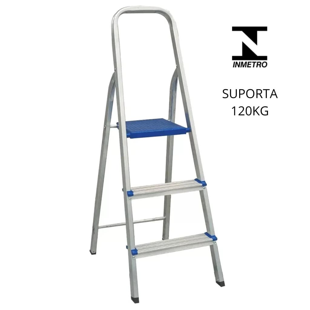 Escada de Alumínio Pequena 3 Degraus Domestica Real