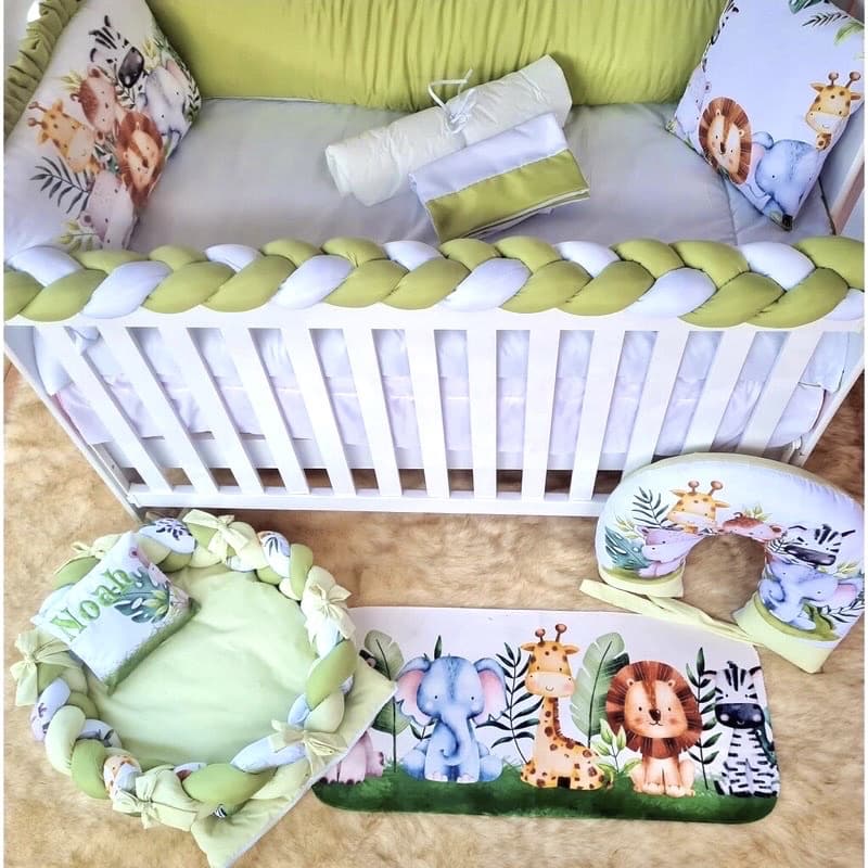 Kit Berço 10 Peças Sublimado Safari Verde