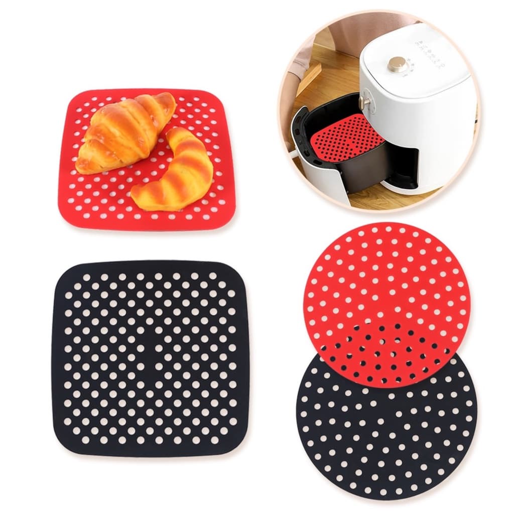 Protetor Tapete de Silicone para Air Fryer Fritadeira Reutilizável Redondo Quadrado