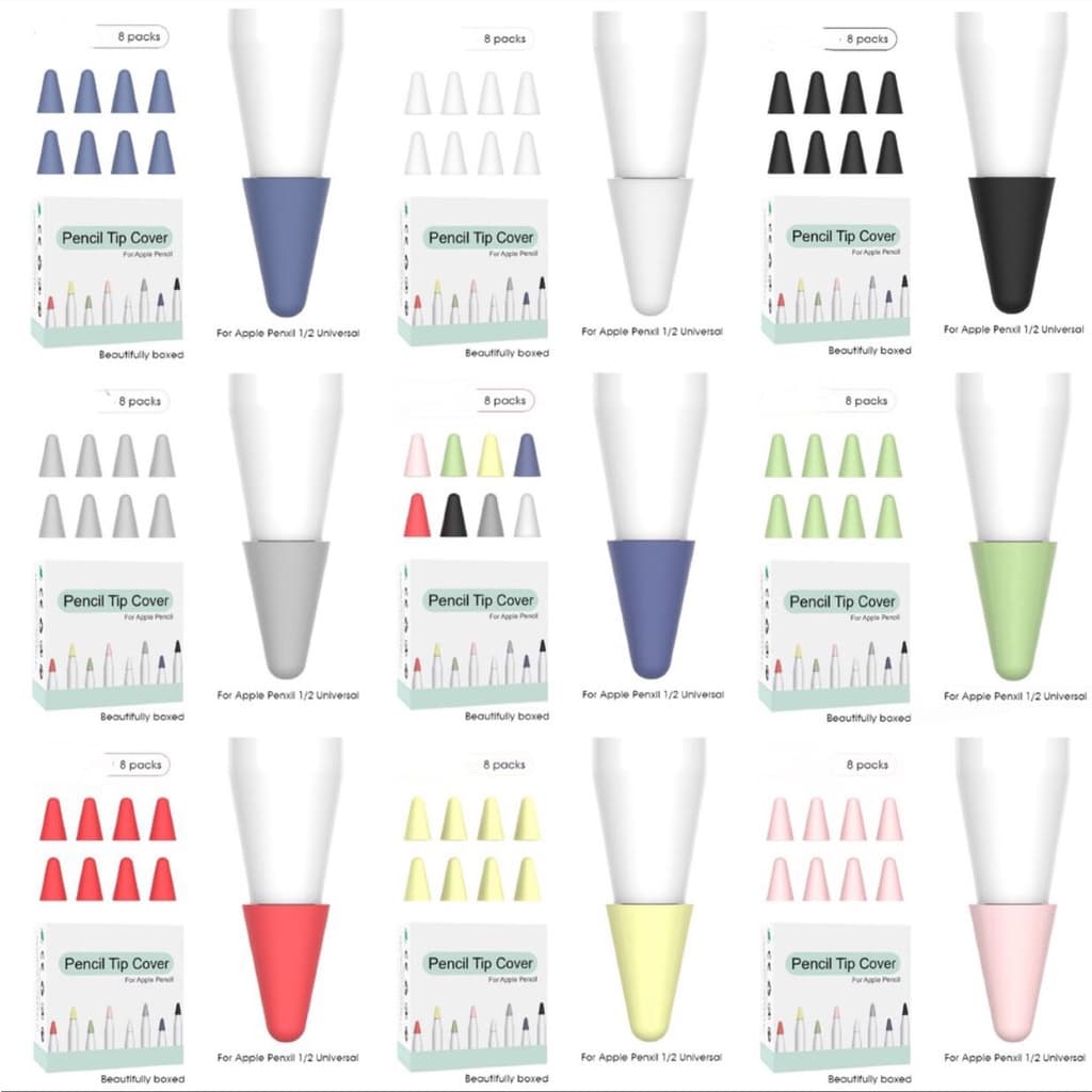 Ponta Silicone Para Caneta Apeel Pencil 1 E 2  / Pencil USB-C / Pencil Pro  Nibs 8 Pcs