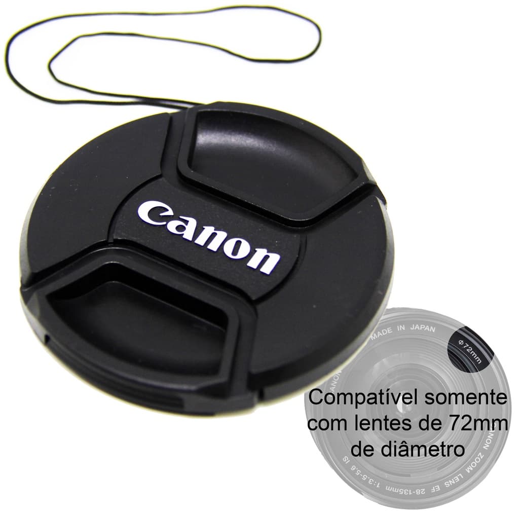 Tampa Canon 72mm c/ Cordão p/ Lente EF-S 18-200mm f/3.5-5.6 IS EF 28-135mm EF 50mm f/1.2L