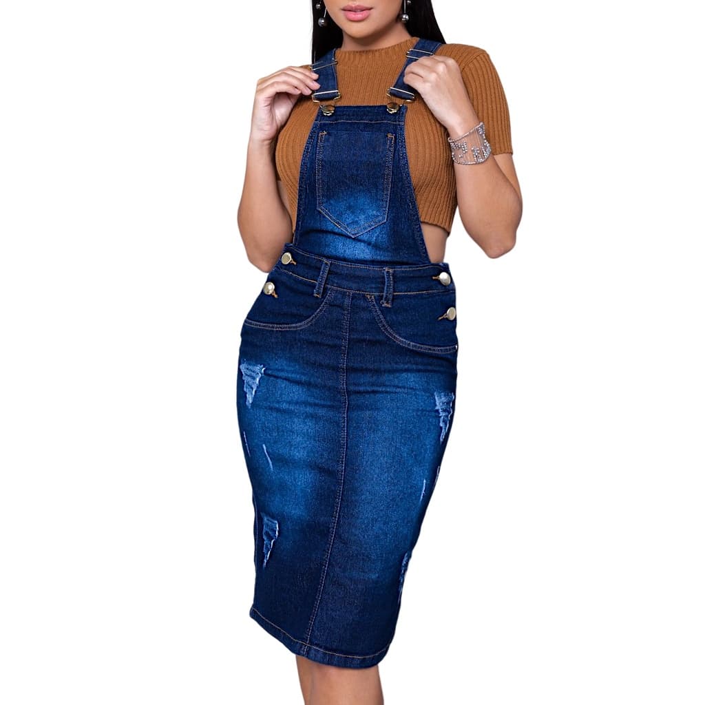Macacão Jardineira Salopete Jeans Saia Calça Evangelica Moda Feminina