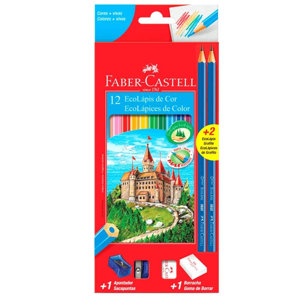 Lápis De Cor 12 Cores Mais Vivas e Intensas  Faber Castell