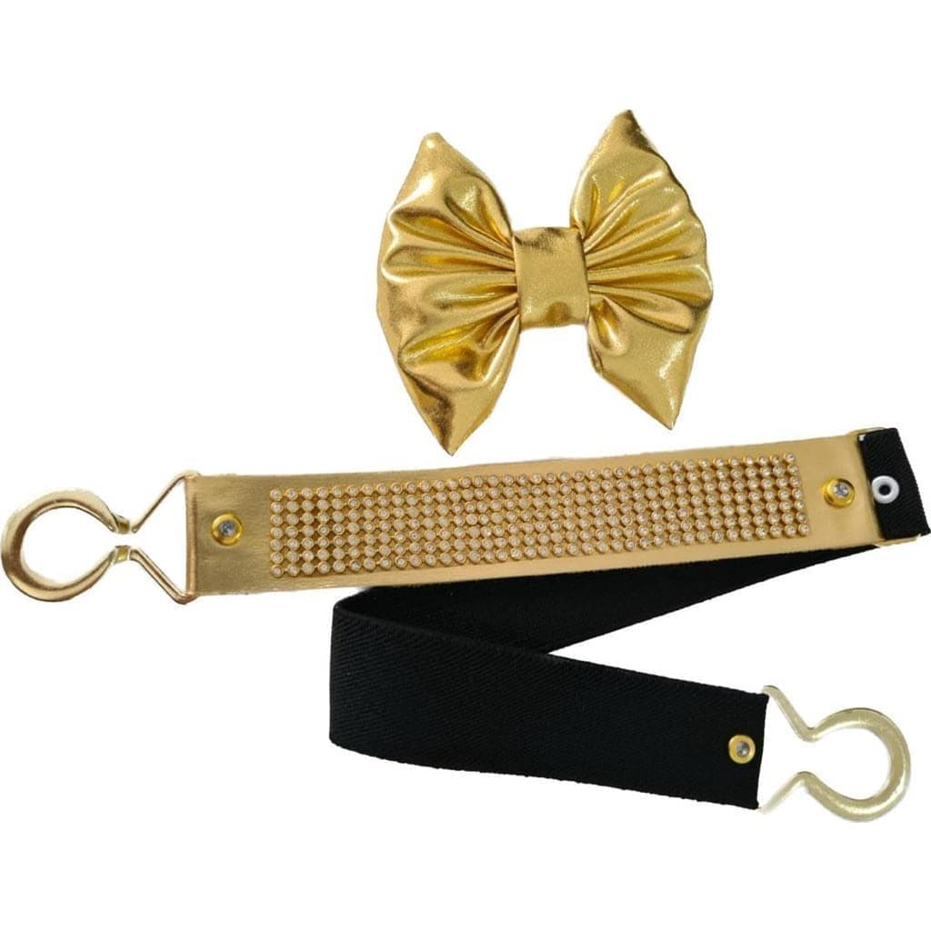 CINTO INFANTIL STRASS PRETO E LAÇO DE CABELO DOURADO Meninas Blogueirinha Mini Diva