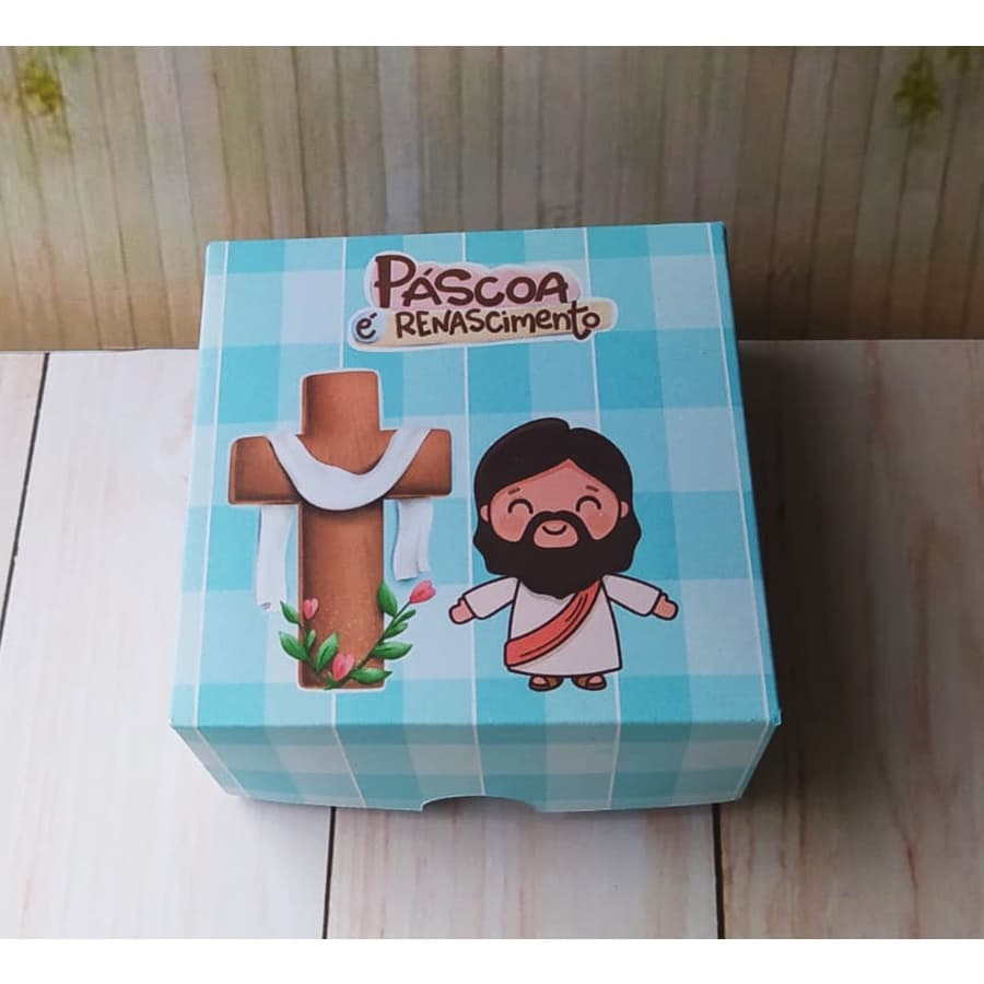 10 Caixas para 4 doces Lembrança Páscoa Cristã Religiosa