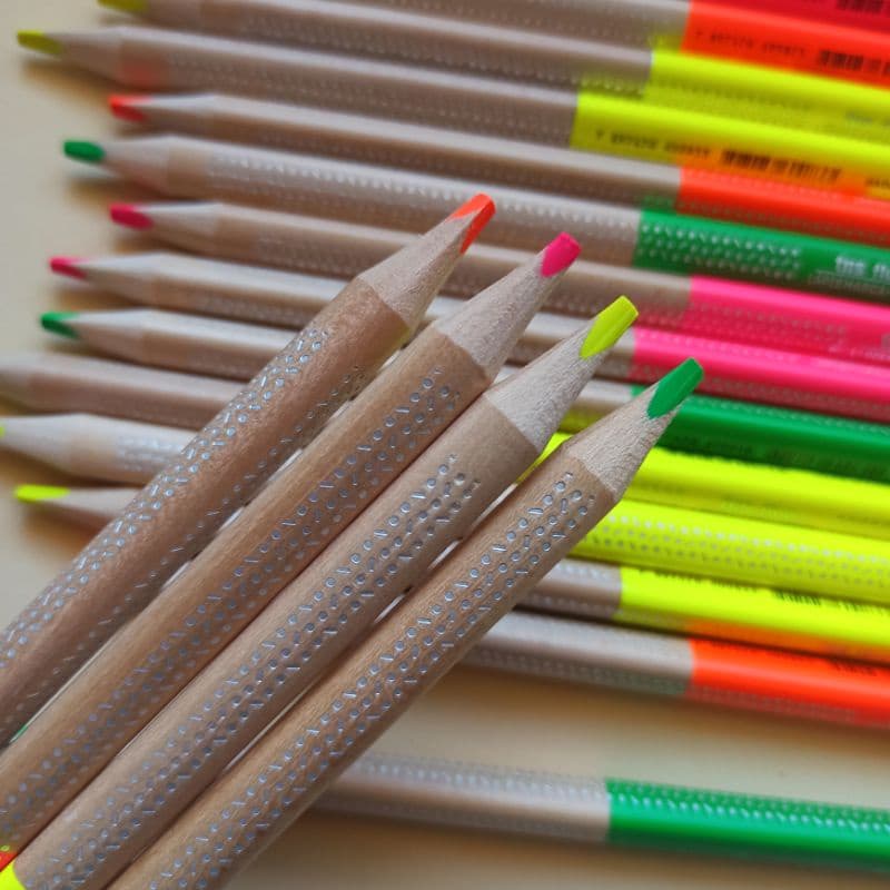 Lápis Marca texto Fluo Neon | Jumbo | TRIS - 4 CORES - Escolha a opção  - Não transfere pro verso.