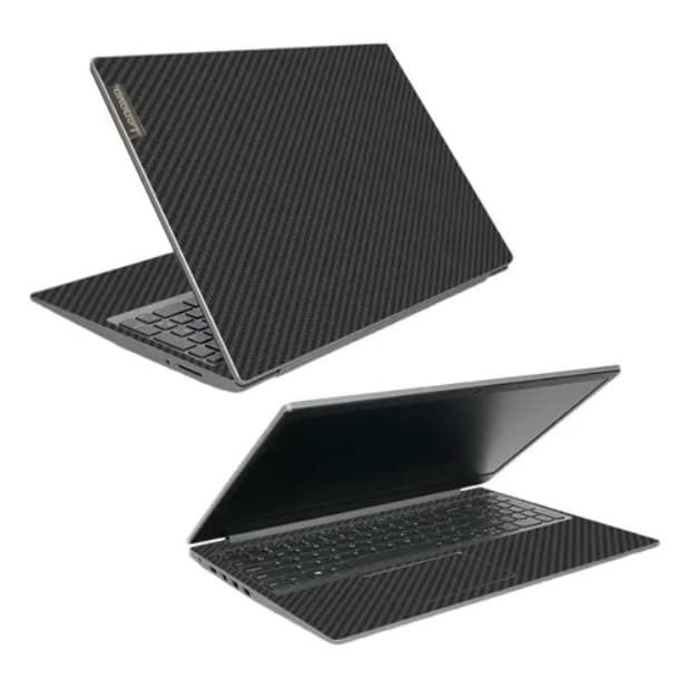 Adesivo Skin para Notebook Lenovo S145 15.6 - Tampa EXTERNA + BASE INTERNA FIBRA CARB PRETO