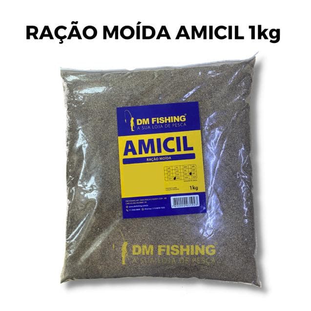 Ração Moída Amicil - 1kg 32% de proteína. Indicada para preparação de isca e massas para pesca de peixes de água doce: Tilápia, pacu, tamba, corimba, matrinxã, bagre, catfish, carpa e outros.