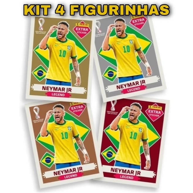 Kit 4 Figurinhas Legend Especial Neymar Jr. (ADESIVADAS)