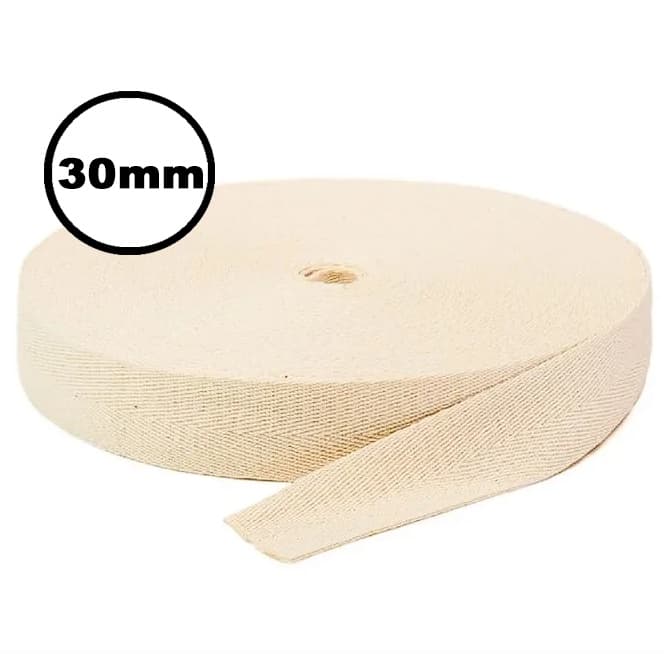 Cadarço Sarjado 30mm Cru C/25 Metros São José 100% algodão