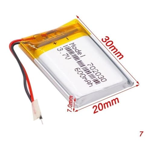 1 Peça 702030 2 Fios 600mah 7mm X 20mm X 30mm -