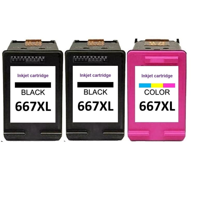 Kit 3 Cartucho De Tinta 667xl 2 Preto E 1 Colorido