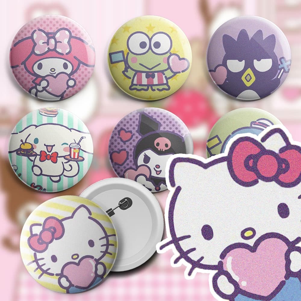 Bottons Hello Kitty e Amigos - broche alfinete boton bottom button pin