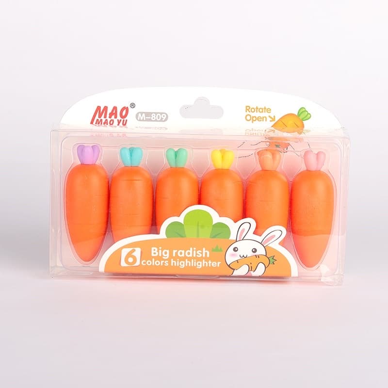 Conjunto de Marca Texto divertido Cenoura com 6