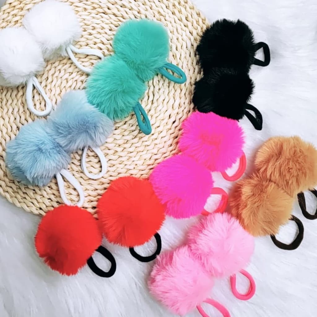 Xuxinhas 7cm Elástico De Cabelo Kit 2/6pçs Com Pompom Xuxinha Para Meninas