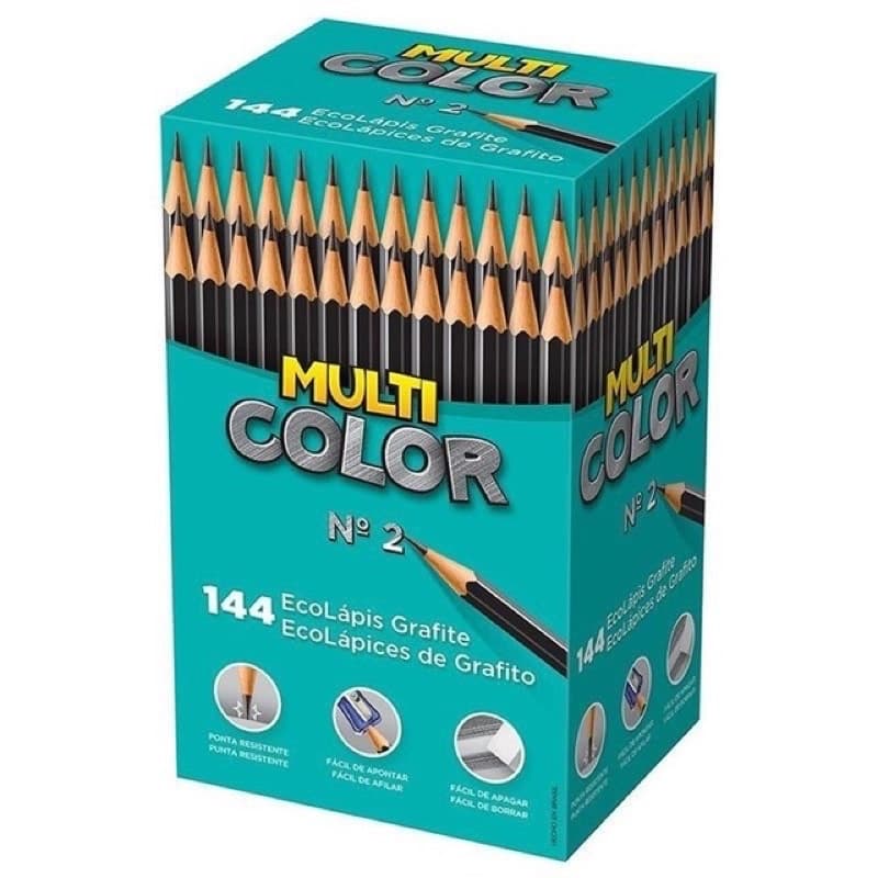 Kit Lápis de Escrever Caixa C/144 ou 72 Lapis Preto HB Multicolor