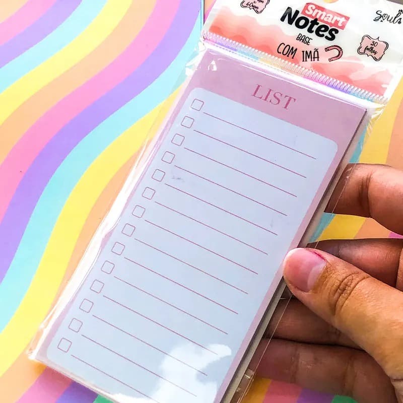 Bloco Notas com Imã BRW Rosa Pastel Pautado 30 Folhas - para Lembretes e Recados