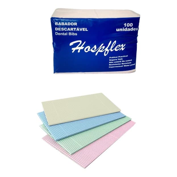 Babador Odontológico Descartável 33x47 - Cores C/ 100