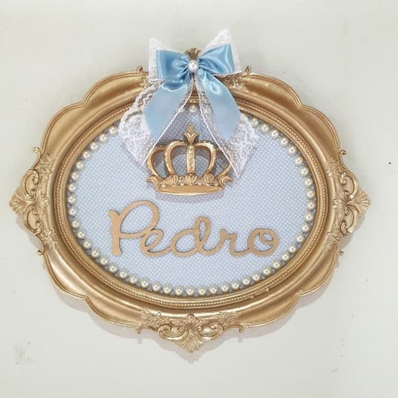 Enfeite porta maternidade coroa menino luxo personalizado