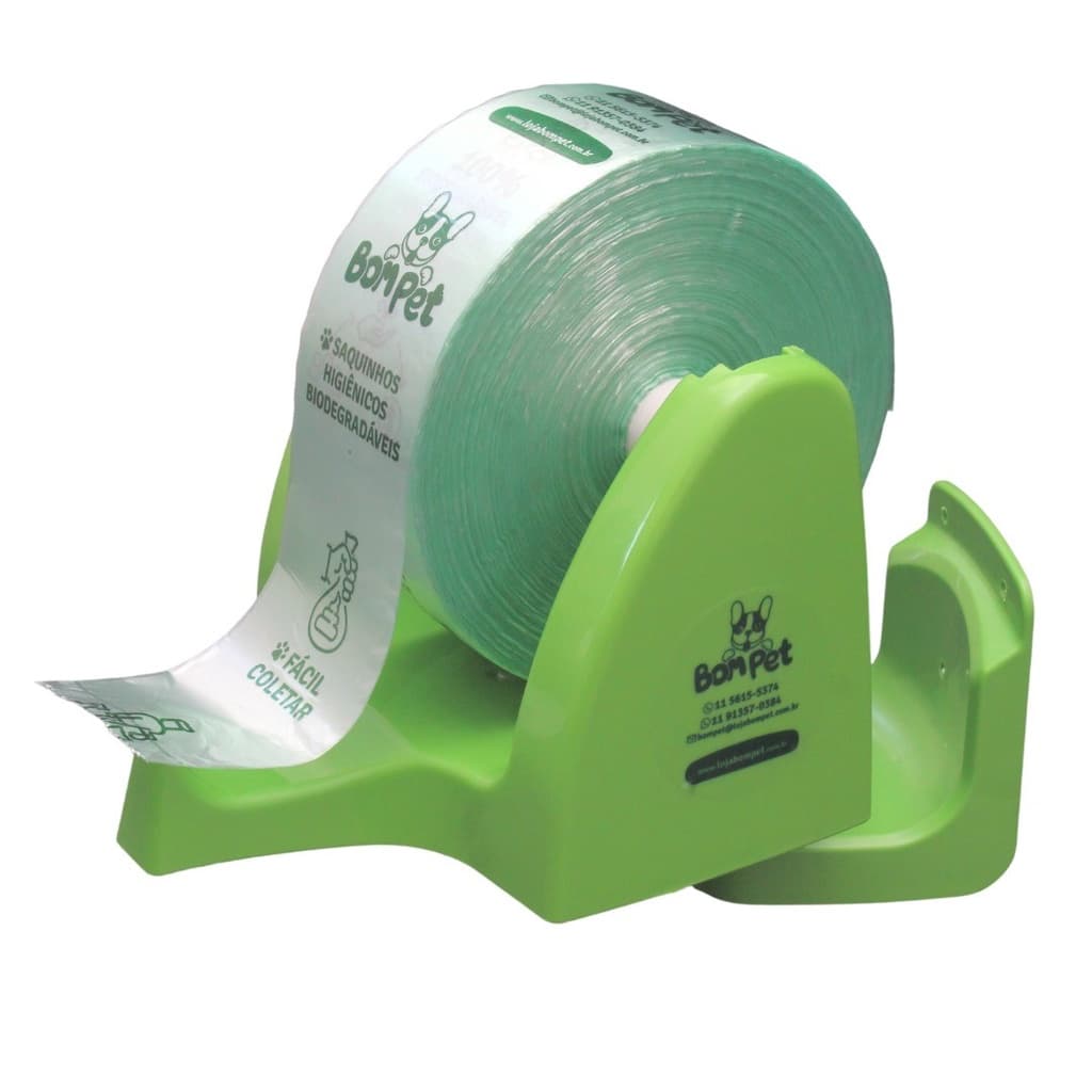 Suporte De Parede Verde Com 1000 Saquinhos Biodegradáveis