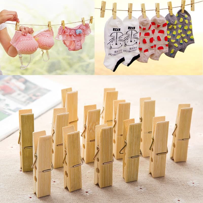 Promo Prendedor Pregador de Bambu Pendura Roupa sem Manchar Kit de Qualidade 20 Unidades