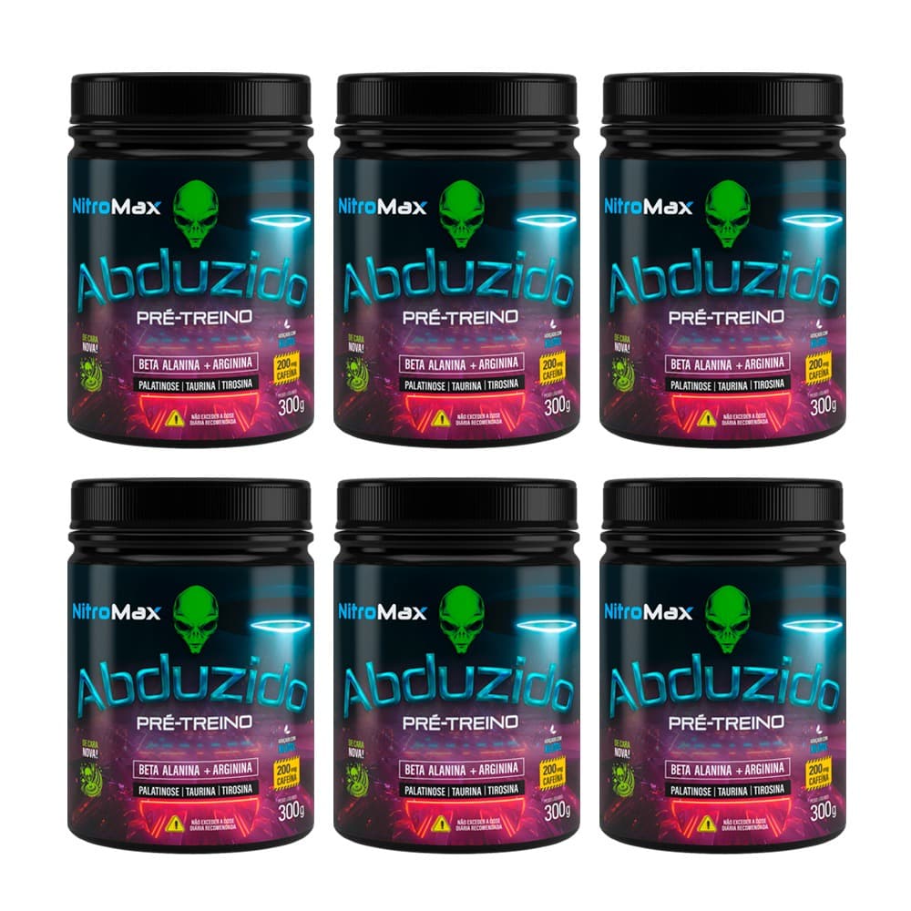 Kit 6X Pré Treino Abduzido 300g Vários Sabores - Nitromax