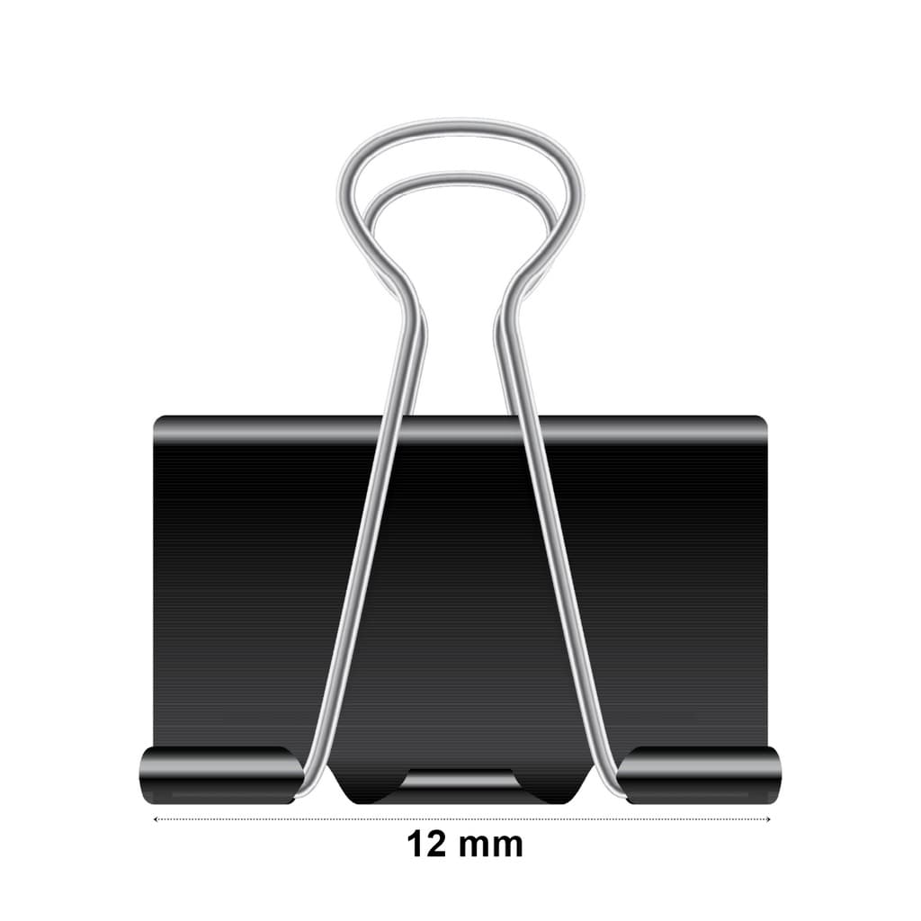 Prendedor clipe de metal preto para papel com 1 unidade, vários tamanhos