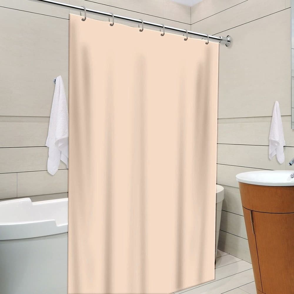 Cortina de Banheiro Impermeável Box Bege Nude c/ Ganchos 1,38 x 1,98 Pvc Antimofo