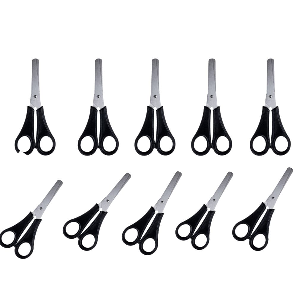 Tesoura Escolar Sem Ponta Black Inox 130Mm Cabo Preto   Leoeleo