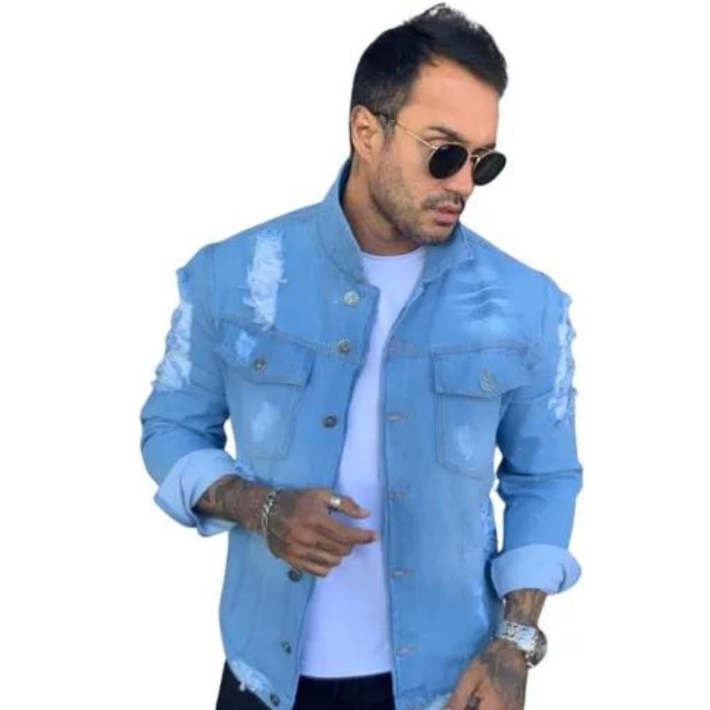 Jaqueta Masculina Jeans Claro Destroyer