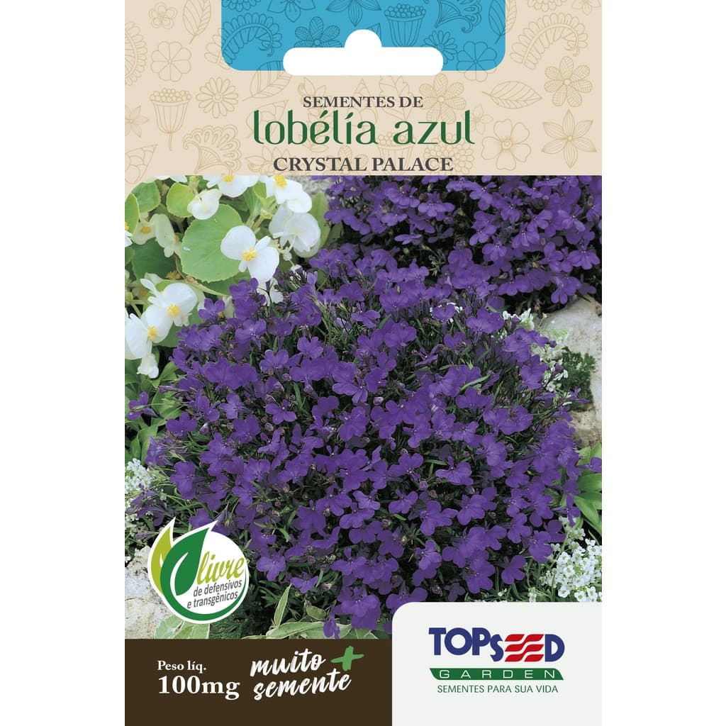Sementes Lobélia Azul 100mg Atrai abelhas Jataí